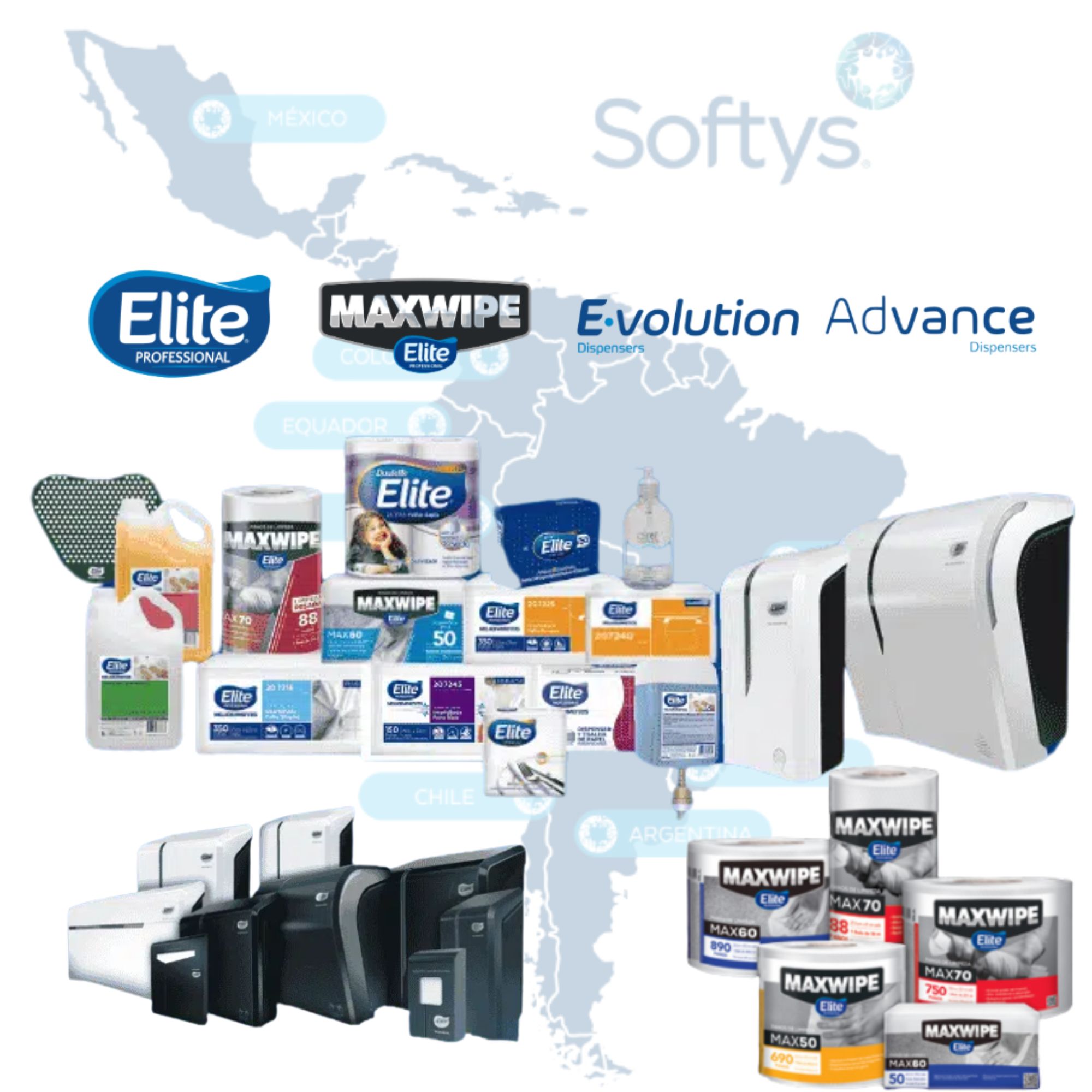 Elite Professional Melhoramentos Papéis no Espírito Santo distribuída pela G2F, com dispensers em comodato e papéis premium para higiene profissional B2B