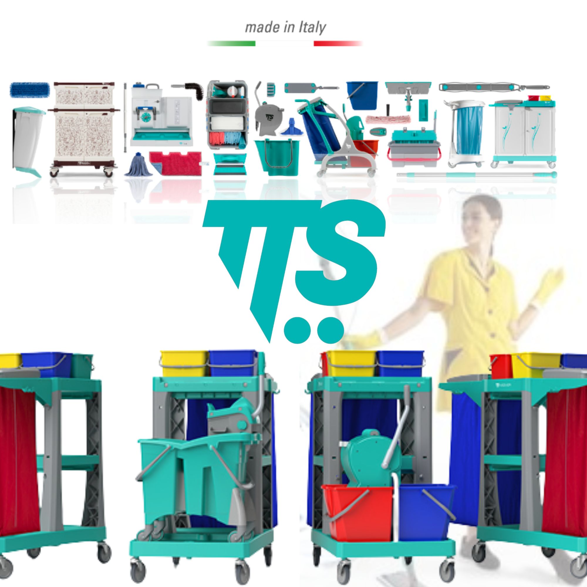 Equipamentos e carrinhos de limpeza TTS distribuídos pela G2F no Espírito Santo com foco em produtividade e ergonomia